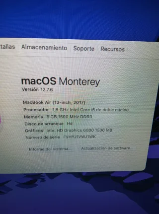 MacBook Air 2017 Plata/Gris Espacial
