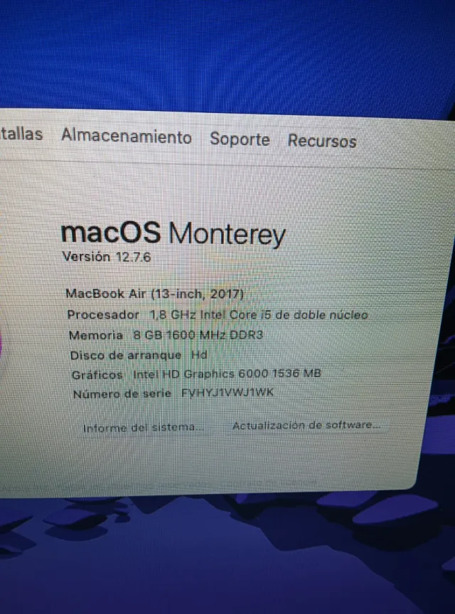 MacBook Air 2017 Plata/Gris Espacial