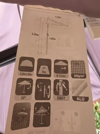 Sombrilla de jardín/terraza gris