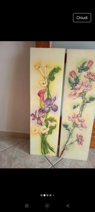 Quadri floreali dipinti a mano découpage