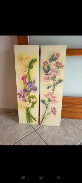 Quadri floreali dipinti a mano découpage