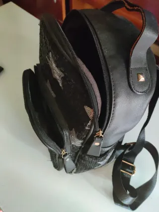 Mochila estrellas lentejuelas rosa y plata