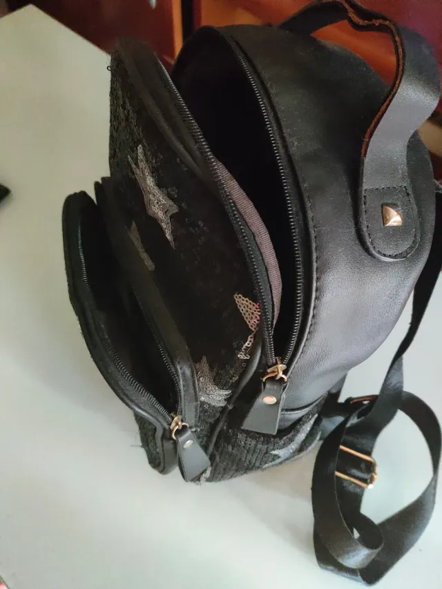 Mochila estrellas lentejuelas rosa y plata