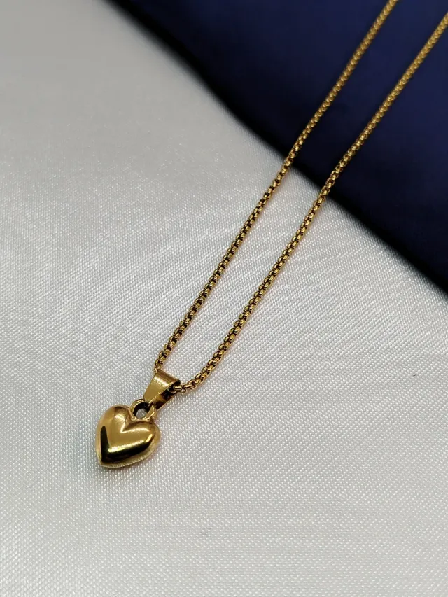 Collar Corazón Acero Inoxidable Dorado
