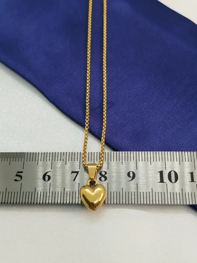 Collar Corazón Acero Inoxidable Dorado
