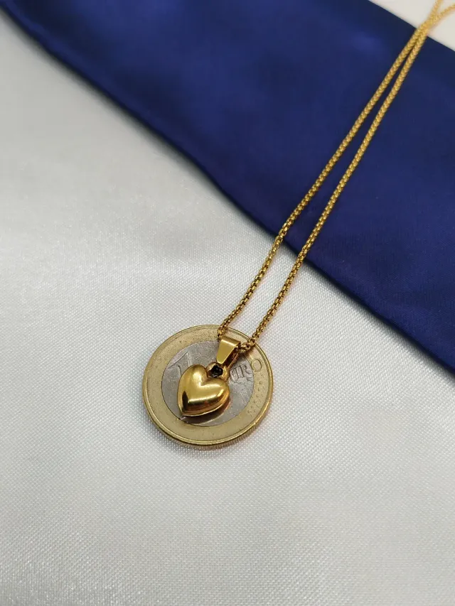 Collar Corazón Acero Inoxidable Dorado