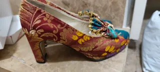 Traje de Fallera rojo terracota y dorado