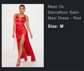 Vestido Satinado Rojo Fiesta Maxi Talla M