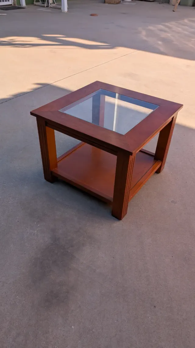 Mesita baja de salón madera y cristal