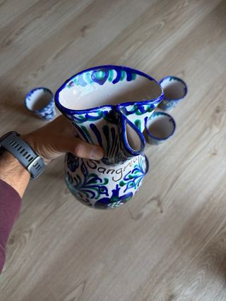 Juego Jarra Sangria y 6 Vasos Cerámica