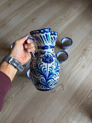 Juego Jarra Sangria y 6 Vasos Cerámica