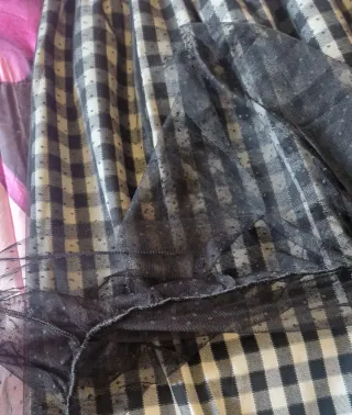 Gonna lunga a quadri con tulle