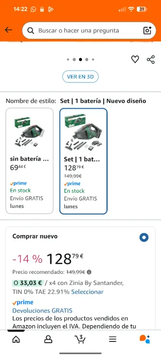 Aspirador Sin cable Bosch Vac18 + Cargador y Bater