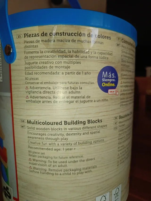 Bote 80 Piezas Bloques Construcción Madera