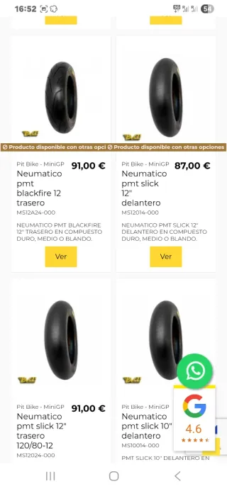 Neumáticos para llanta 12 Pit bike mini gp