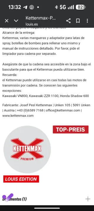 Kit Limpieza Cadena Moto KETTENMAX