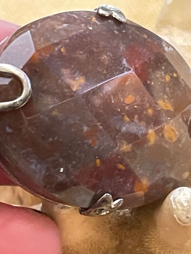 Anello Argento Regolabile Pietra Marrone