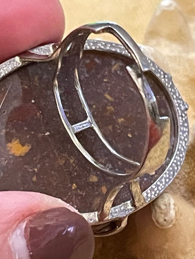 Anello Argento Regolabile Pietra Marrone