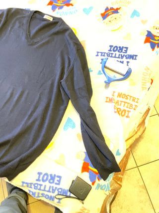 Maglione uomo scollo a V blu