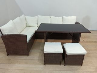 Conjunto terraza mimbre marrón