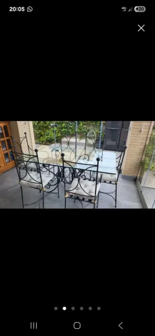 Comedor hierro forjado y 6 sillas