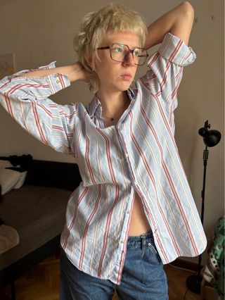 Camisa Rayas Massimo Dutti Azul/Rojo