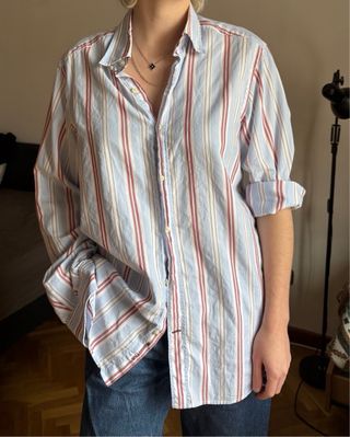 Camisa Rayas Massimo Dutti Azul/Rojo