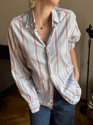 Camisa Rayas Massimo Dutti Azul/Rojo