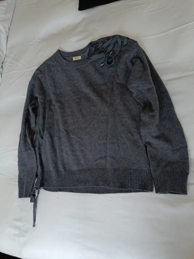 Jersey Yerse Algodón Viscosa Lana Cachemira Gris