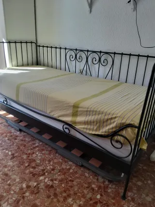 Cama Hierro Forjado Negra + Colchón