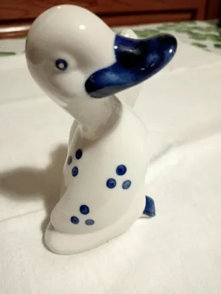 Set 2 Soprammobili Ceramica Anatra e Uccellino