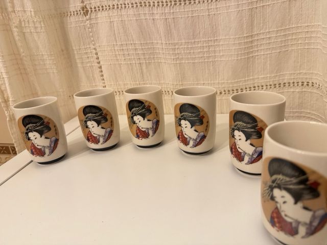 Set di tazze da tè giapponesi vintage Geisha