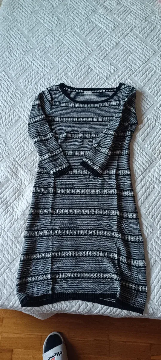 Vestido Yerse rayas negro y gris
