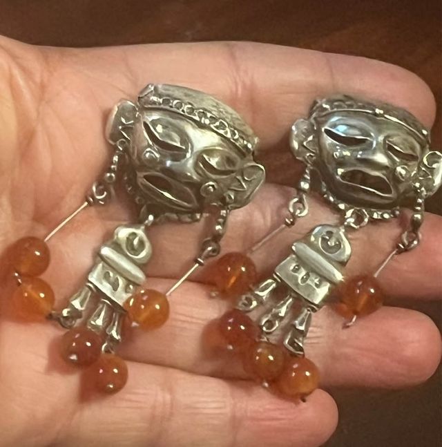 Orecchini vintage artigianali argento e ambra