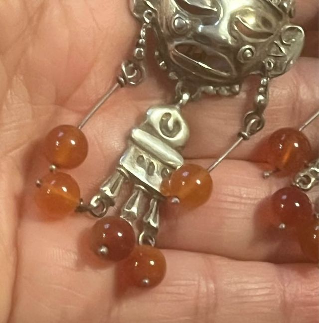 Orecchini vintage artigianali argento e ambra