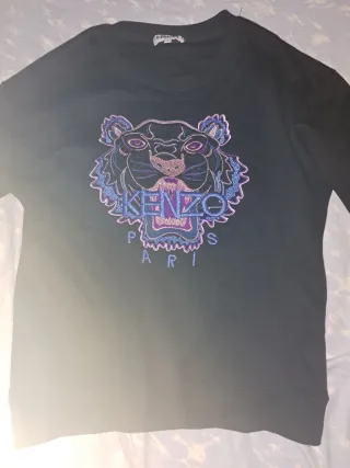 Sudadera Kenzo Negra con Tigre Morado