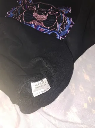 Sudadera Kenzo Negra con Tigre Morado