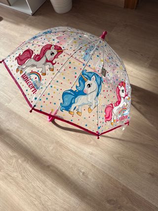 Paraguas infantil unicornios transparente