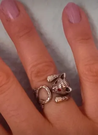 Anillo ajustable diseño gato