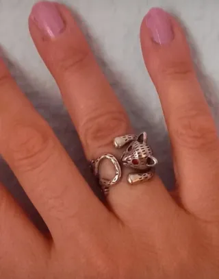 Anillo ajustable diseño gato