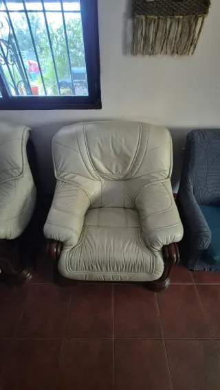 Sillones de piel y madera auténticos