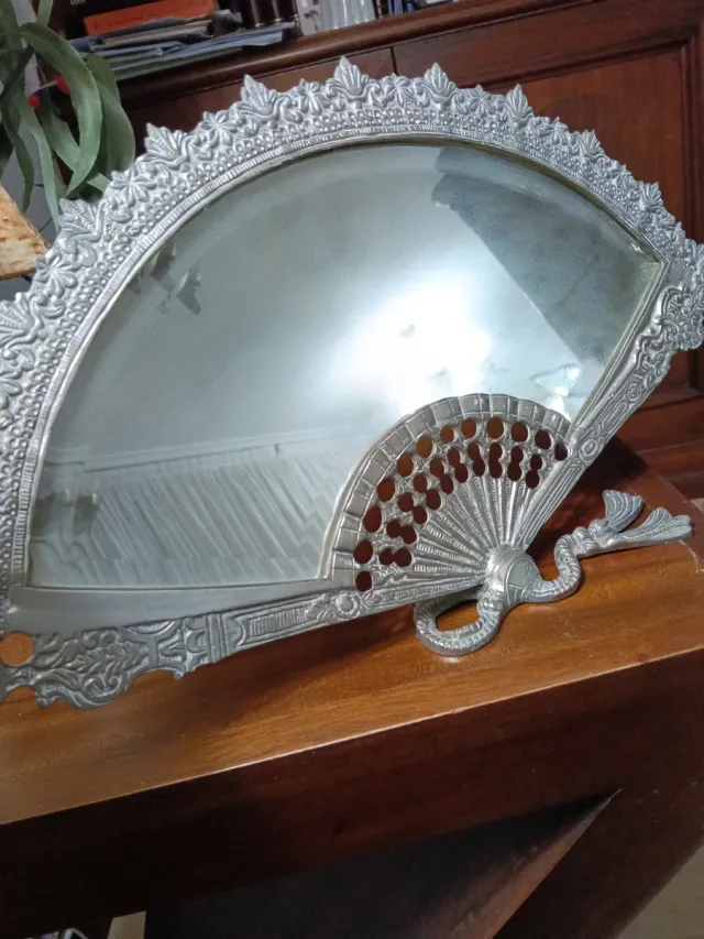 Espejo Abanico Artesanía Plata