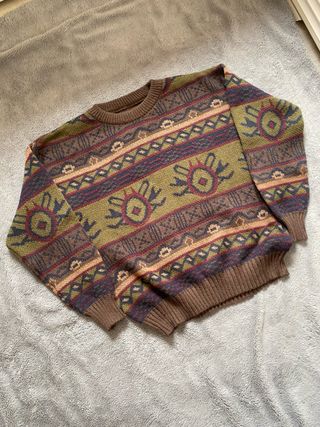 Jersey Étnico Retro Estilo 2000s marrón vintage