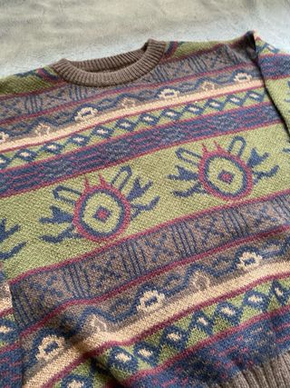 Jersey Étnico Retro Estilo 2000s marrón vintage