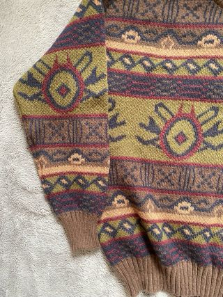 Jersey Étnico Retro Estilo 2000s marrón vintage