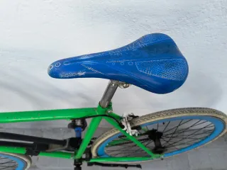 Bicicleta Fixie Verde Ruedas Azules