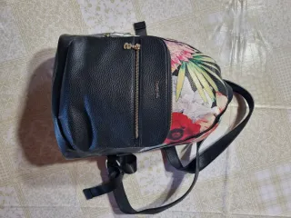 Bolso Mochila Desigual Flores Negro Multicolor