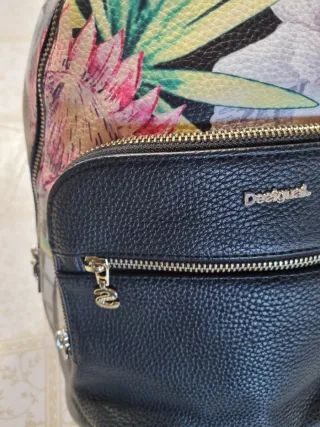 Bolso Mochila Desigual Flores Negro Multicolor