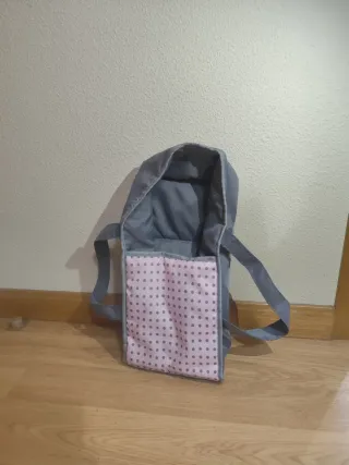 Carrito de bebé para muñecas gris y rosa