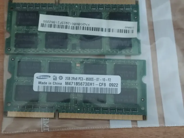 2x 2GB SODIMM DDR3 8500S PC3 Módulos RAM Portátil
